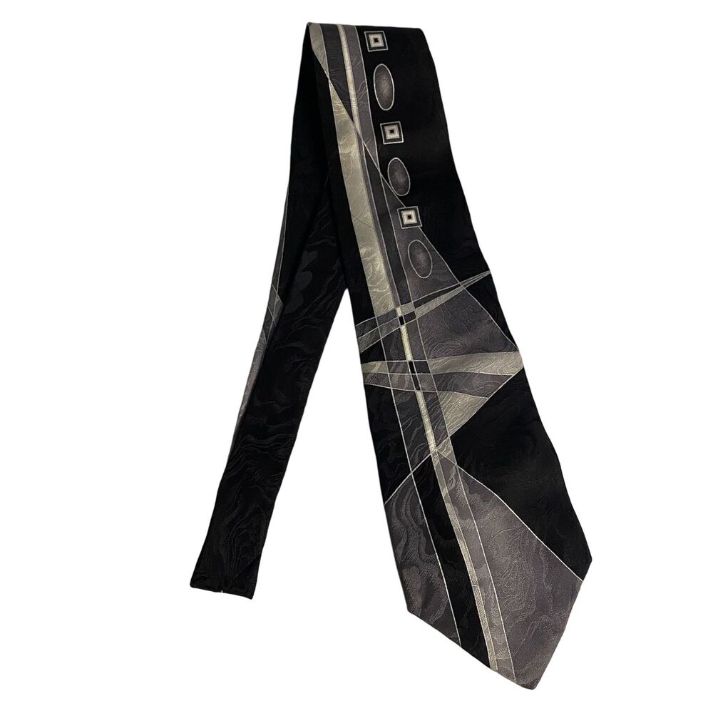 #7836 GianFranco Ruffini Italy Black and Green Mens Necktie 56X4